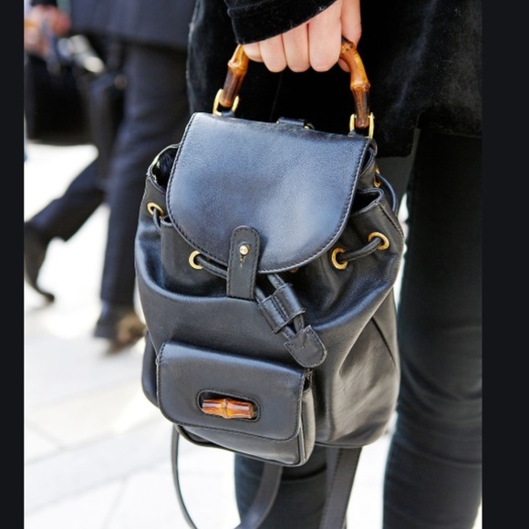 Gucci Handbags - SOLD! GUCCI  Leather Backpack Bamboo Dustbag